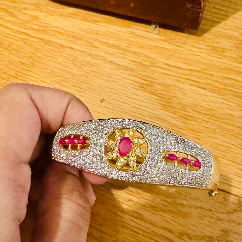 Gold and Silver Bracelet with Pink Accents
